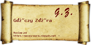 Géczy Zóra névjegykártya